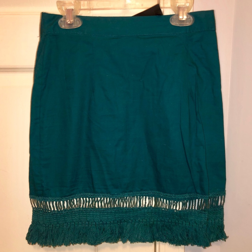 Tassel Trim Woven Skater Mini Skirt